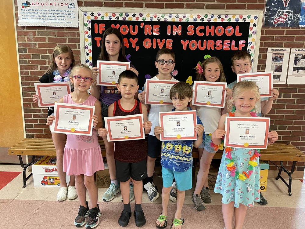 Perfect Attendance Awards Westfield Public Schools