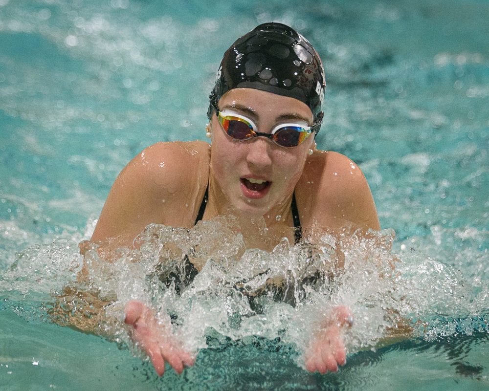 Westfield’s Emilie Pease competes in the 200 meter medley relay in 2020
